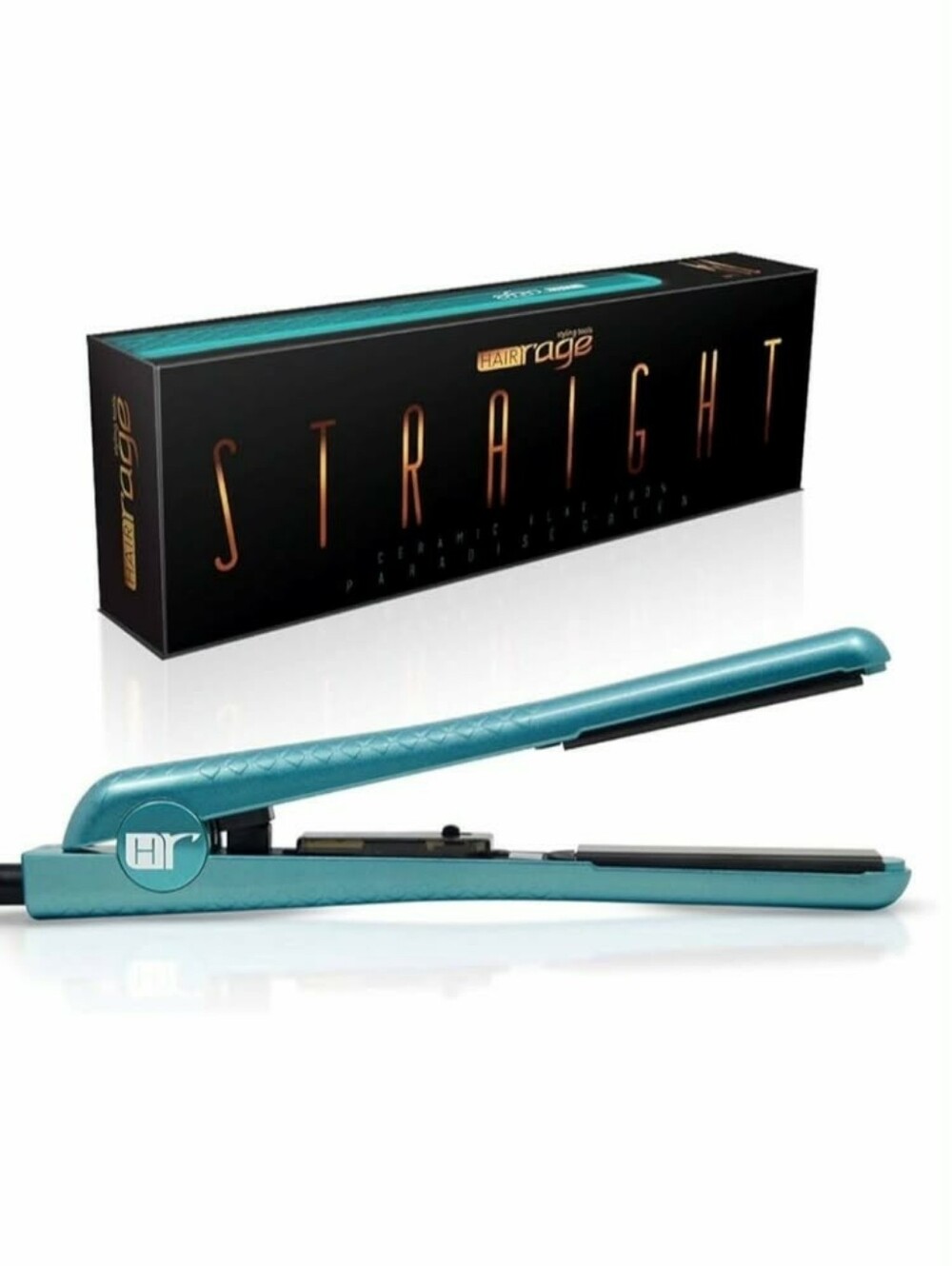 HAIR RAGE Black Tourmaline 32mm /1.25” Ceramic Flat Iron in Turquoise *Brand New